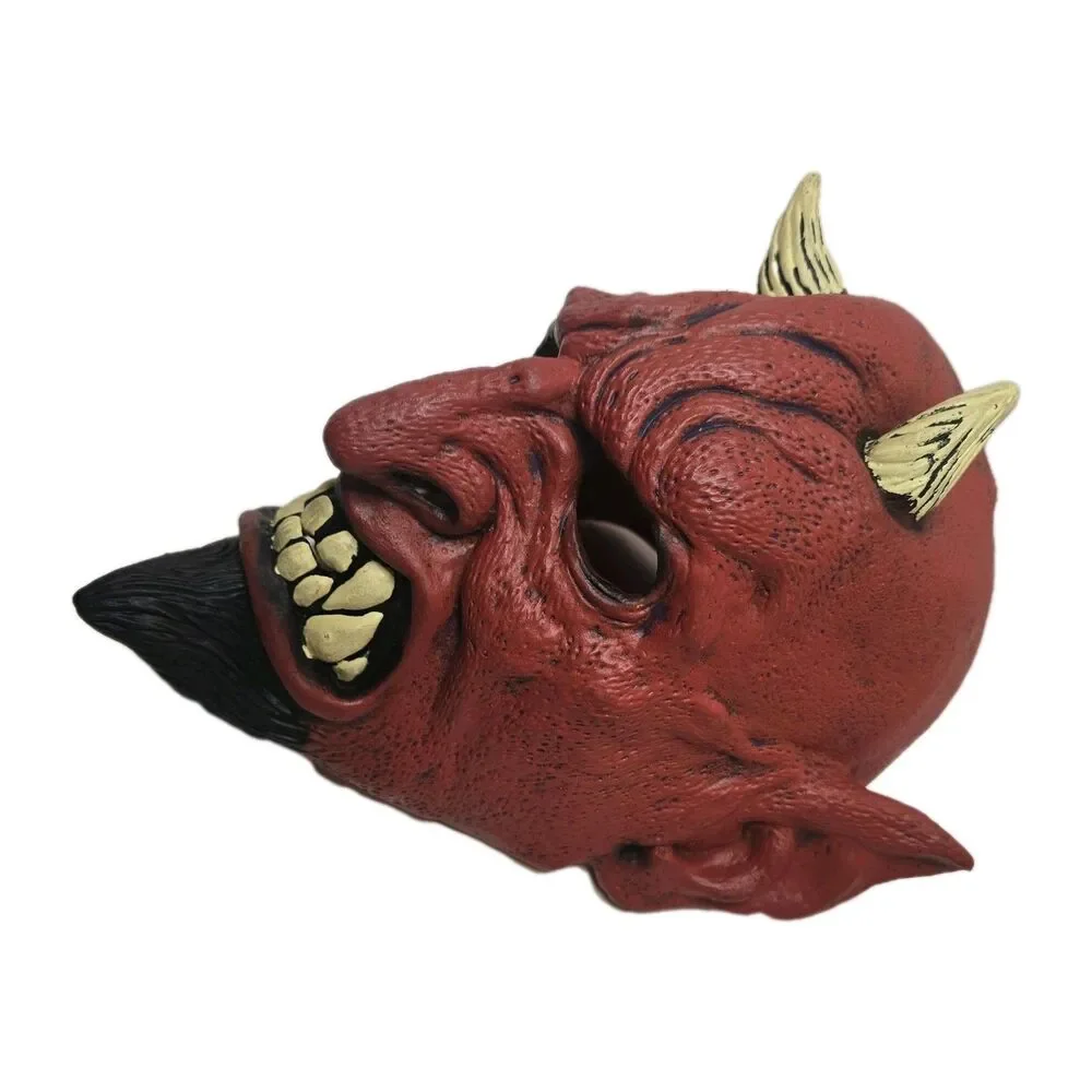 VTG 2000 Don Post Studios Red Devil Gore Demon Horns Beard Adult Halloween Mask